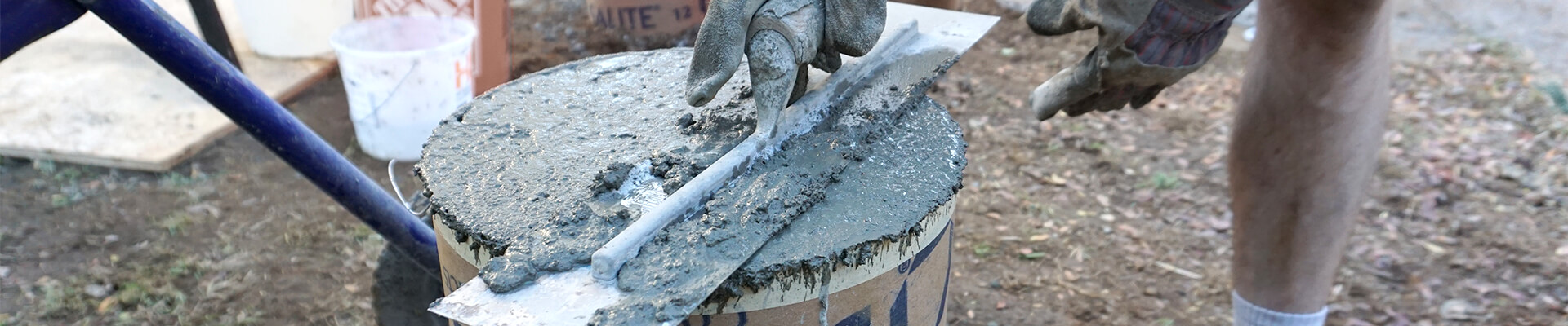 A close-up view of a foundation pier being worked on.